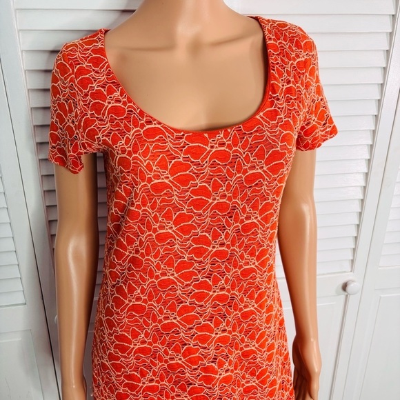 VELVET Graham Spencer Flower Embroidered Print Short Sleeve Dress Size Large - Picture 2 of 8